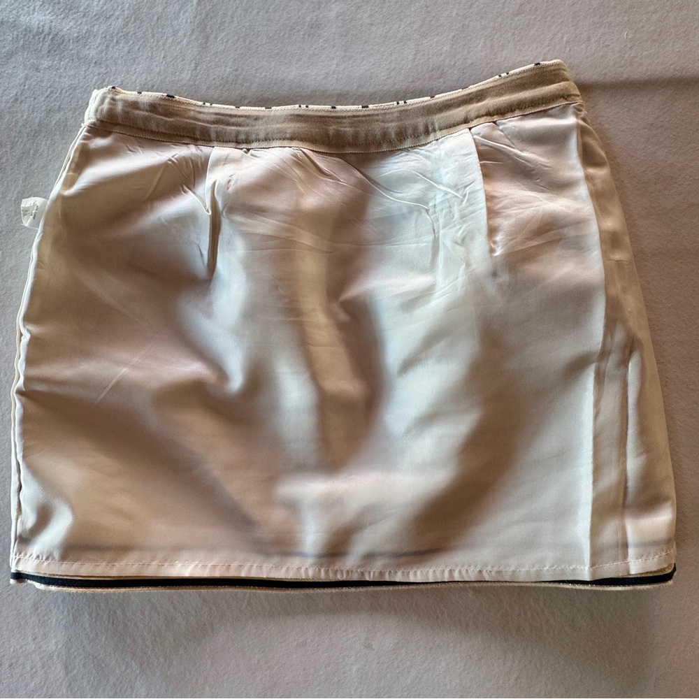 J. Crew Silk Blend Metallic Gold & Cream Striped Mini Skirt (8) - Picture 8 of 16